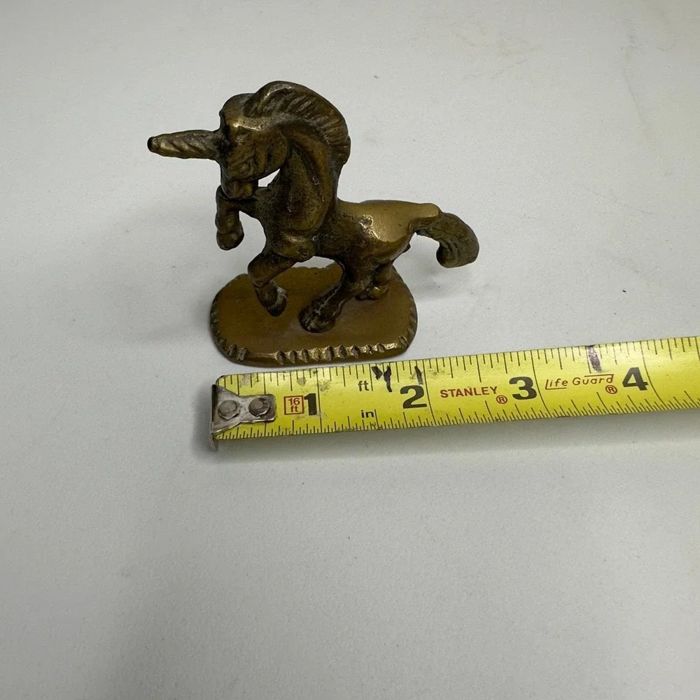 Brass Unicorn Figurine Mythical Creature Home Decor Table Accent Small